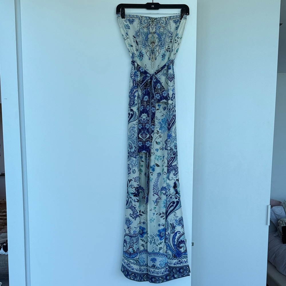 Camilla Blue and White Beaded jumpsuit
